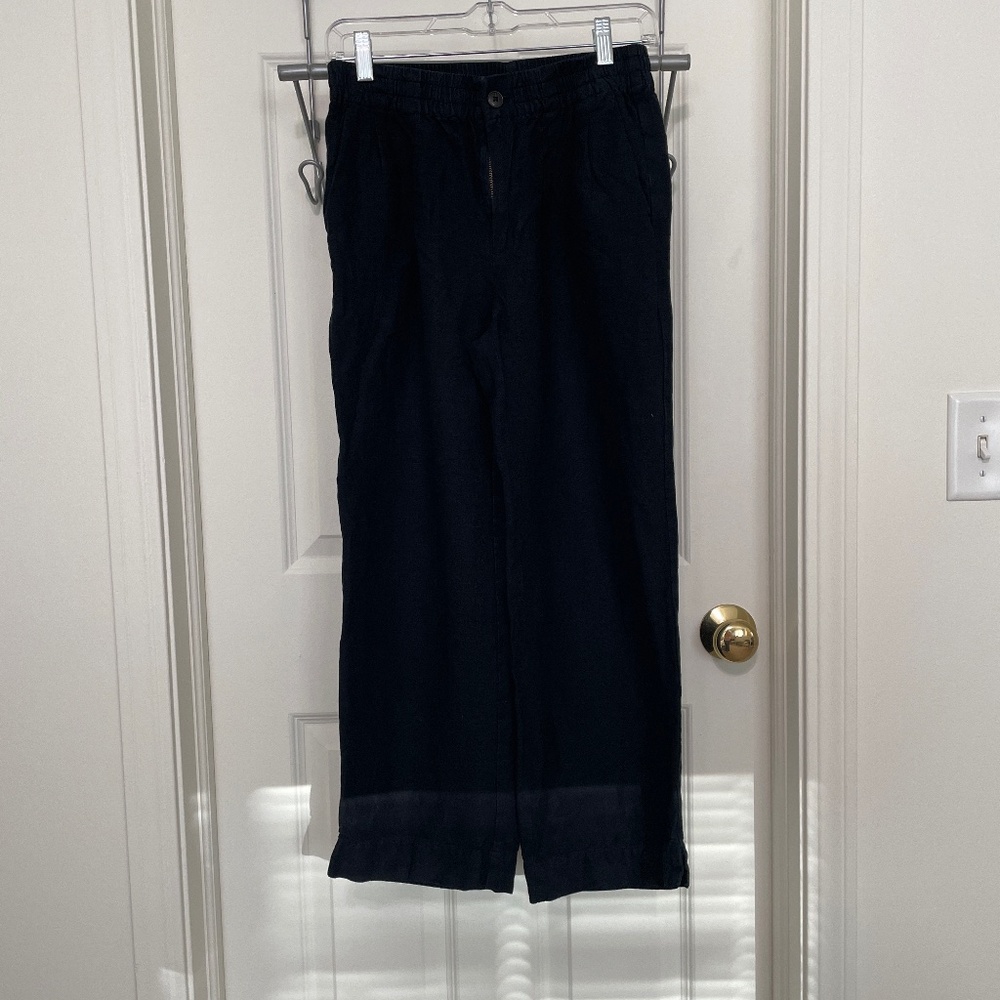 Madewell Black Linen Blend Elastic‎ Waist Pull On Pants XS